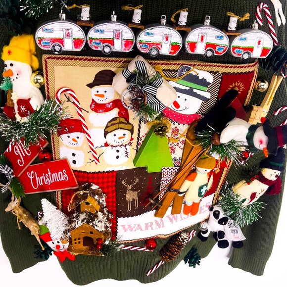 3D Mens Ugly Christmas Sweater: Handmade XXL Holiday Party Pullover - Picture 4 of 10